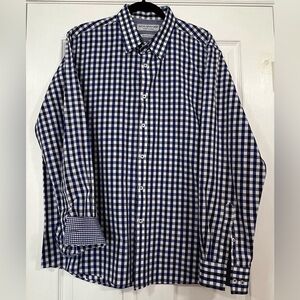 Nick Graham Everywhere Long Sleeve Shirt Blue White Check Mens Sz 17-17.5  36/37